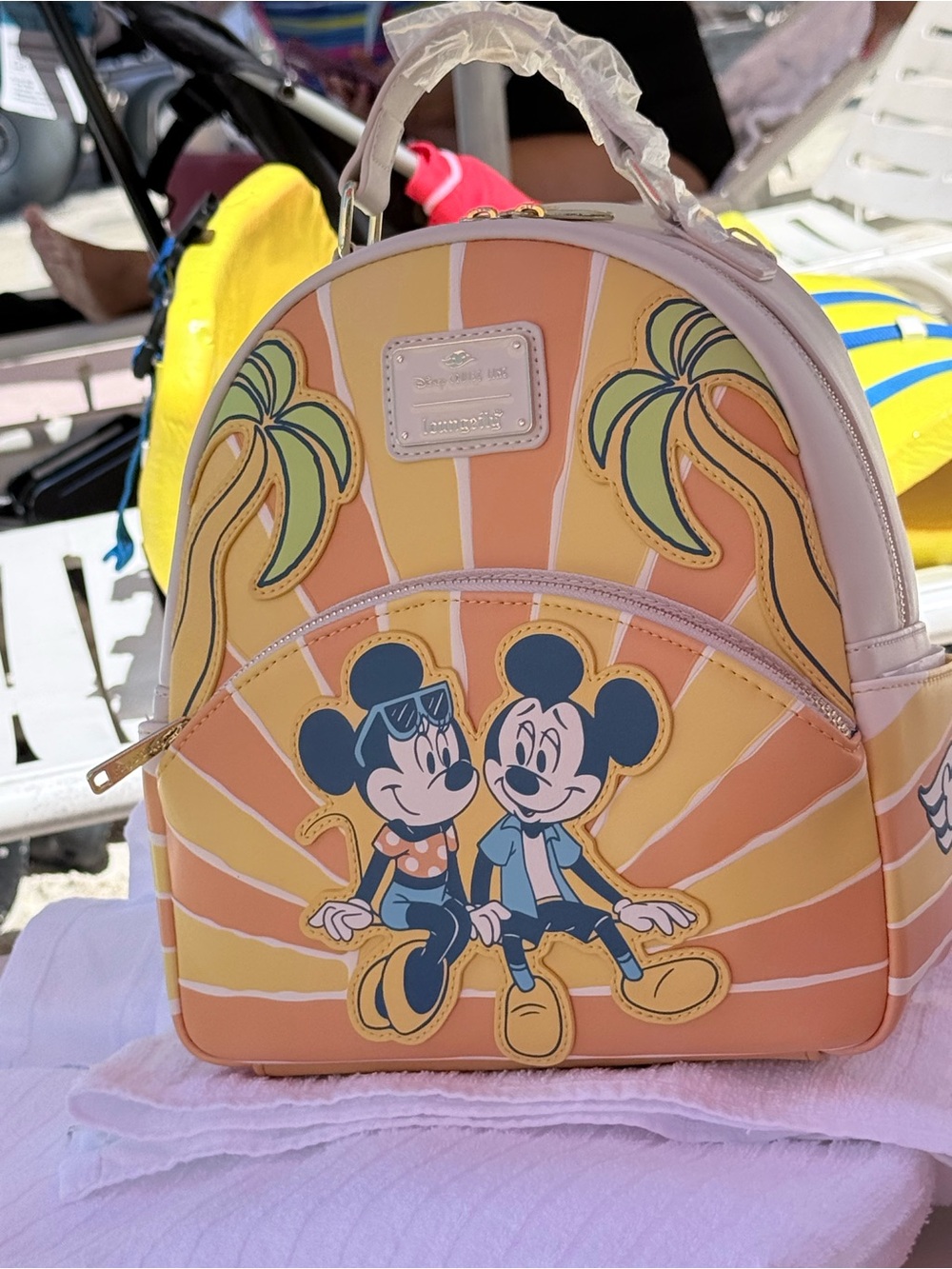 Mickey & Minnie Sunburst Mini Backpack - Peach & Yellow